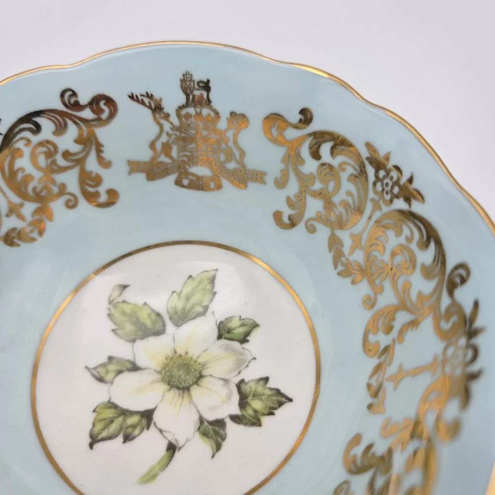 Paragon Pale Blue & Gold Gilt Dogwood 1958 Commemorative Teacup & Saucer